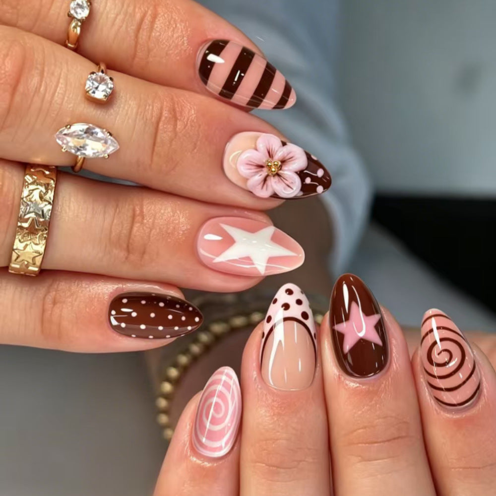 Colorful flower nails