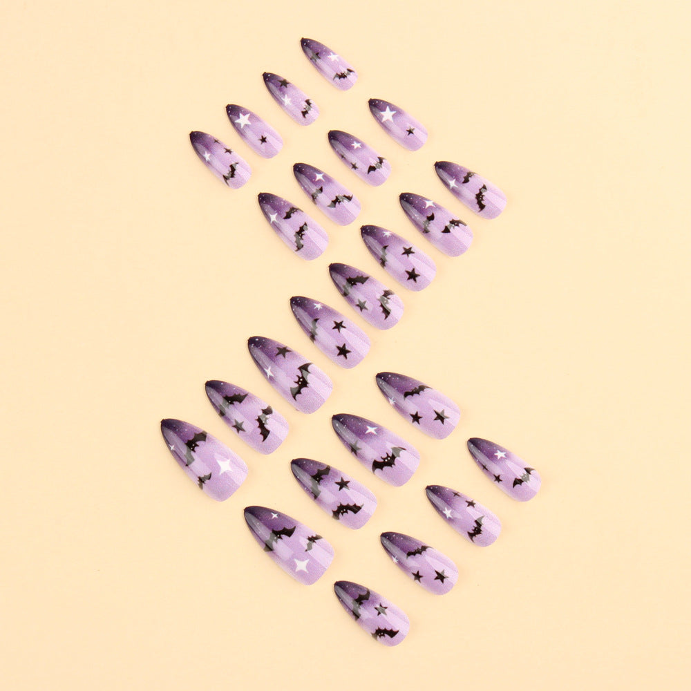 Gradient black bat nails
