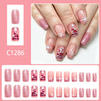 Pink Christmas tree nails