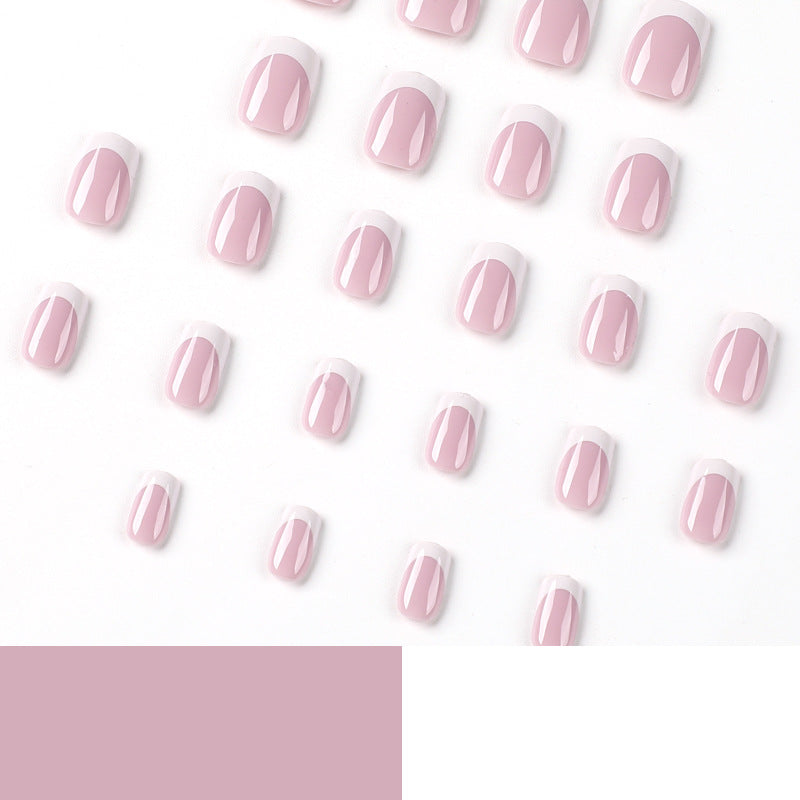 Short square white French-style nails