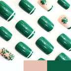 24pcs Fresh Green Diamond French St. Patrick's Day Nails