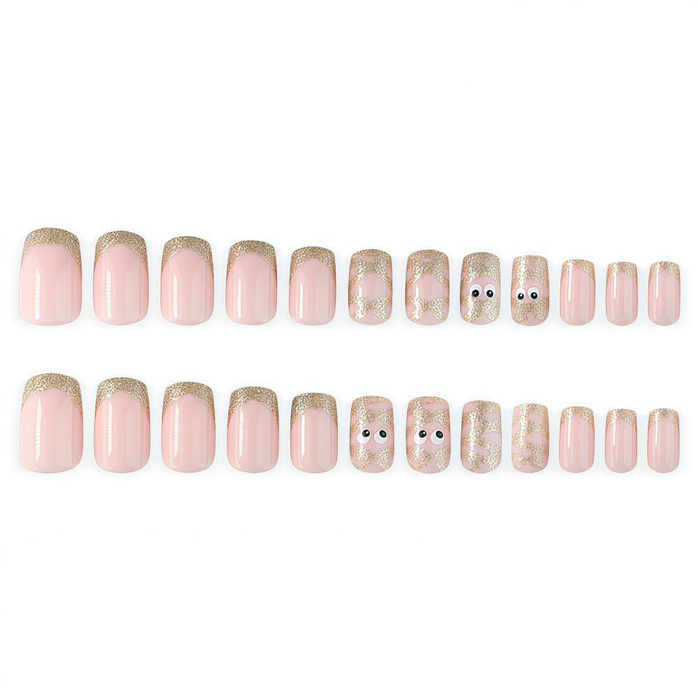 Bare color cartoon-style nails