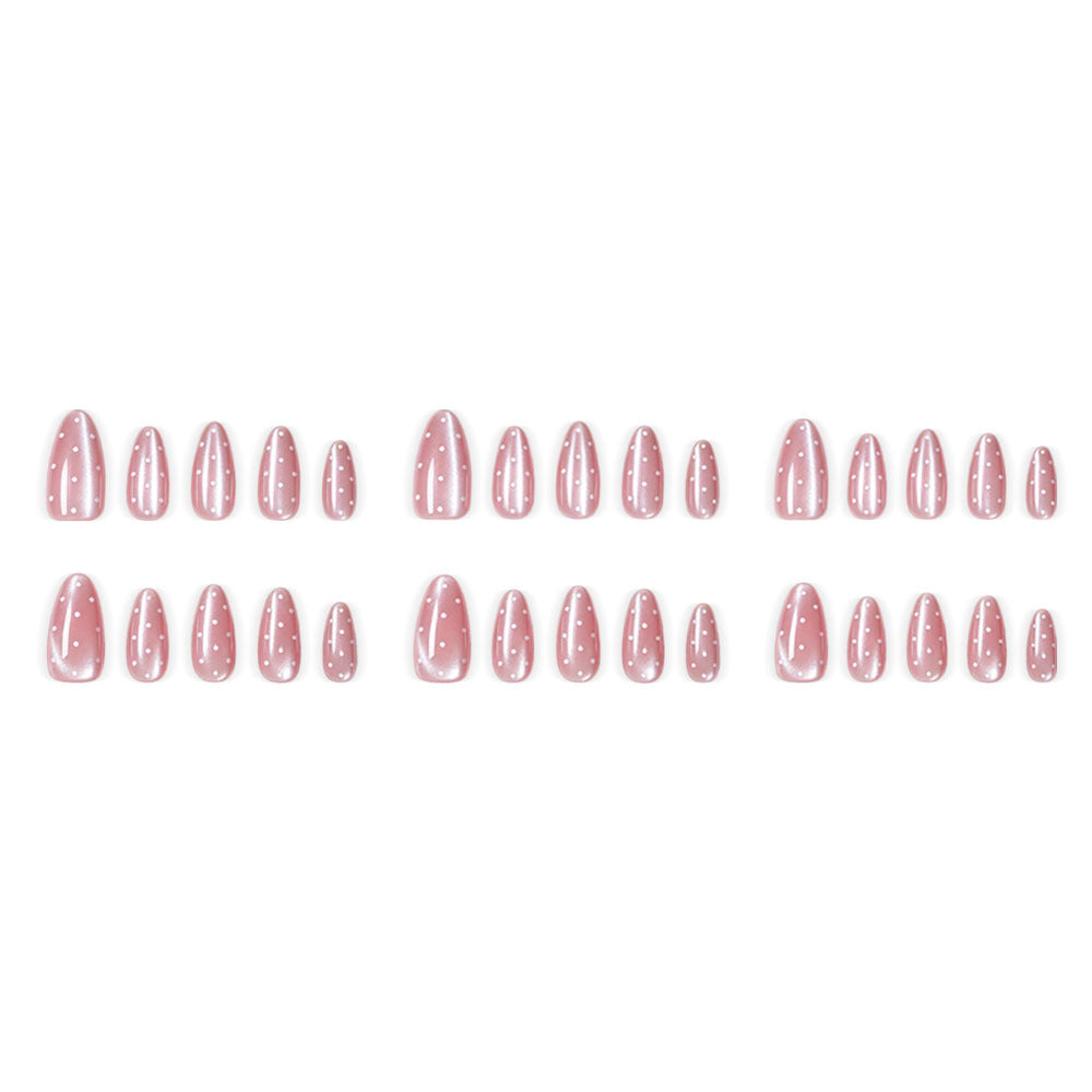 Peach polka dot nails