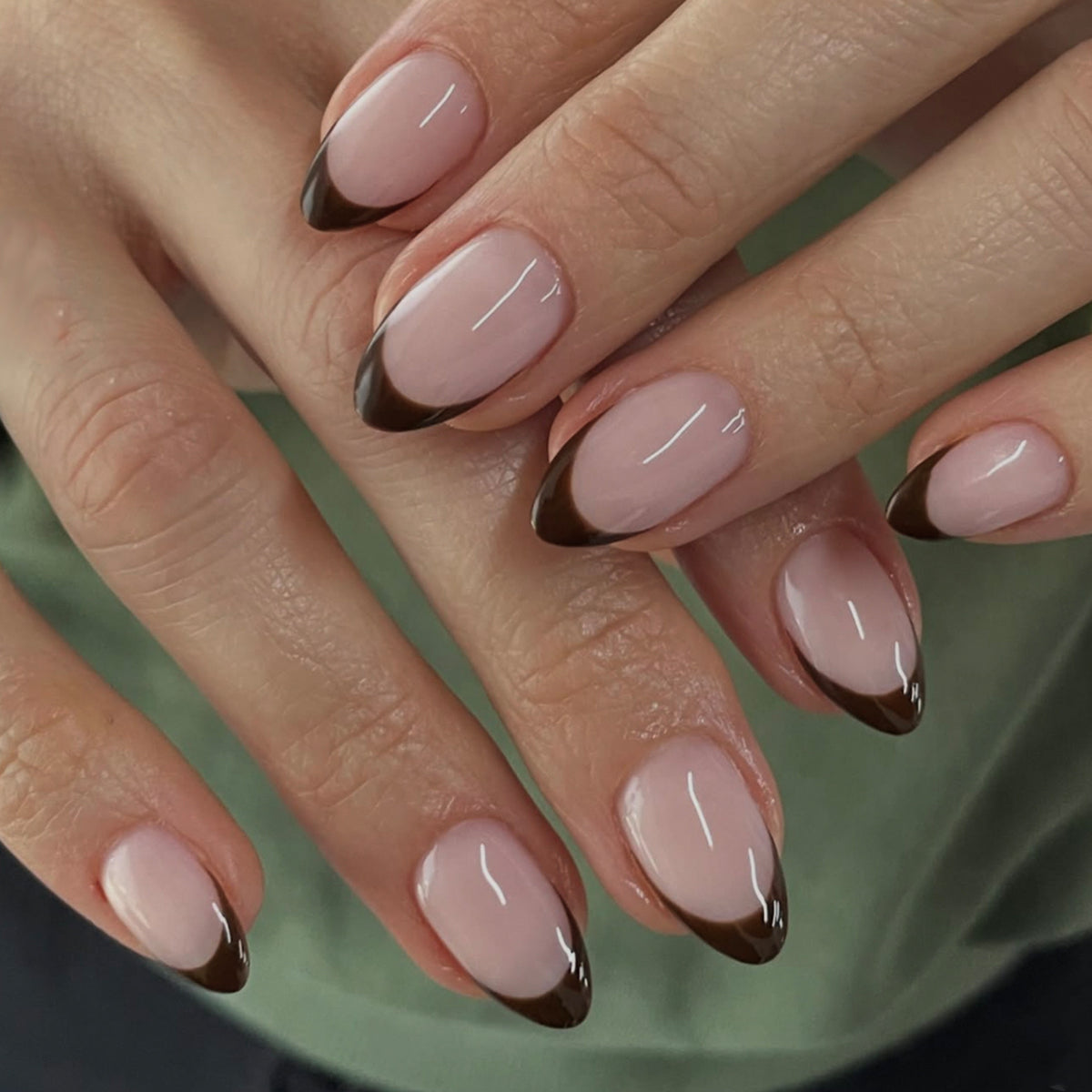 Black and red French-style nails