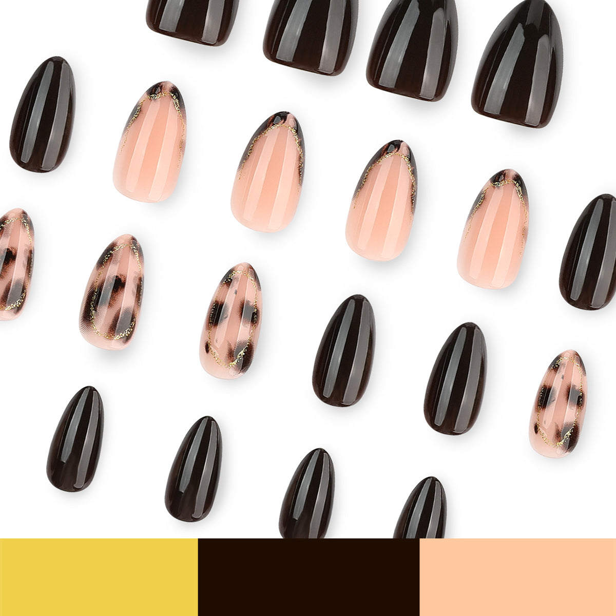 24pcs Leopard Almond Short nails