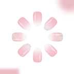 24pcs Short Oval Glitter White-gradient French Press on nails