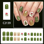 Moss green colored ball nails