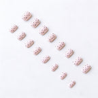 24pcs Pink Polka dot Short Squoval Nails