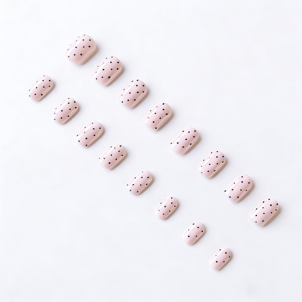 24pcs Pink Polka dot Short Squoval Nails