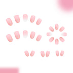 24 pcs Short Oval Glitter Pink nails