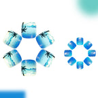 24pcs Blue Ocean Palm tree Glitter Toenails