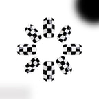 24pcs Short Square black-white striped Nails