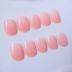 24pcs Pink Short Squoval shape Nails