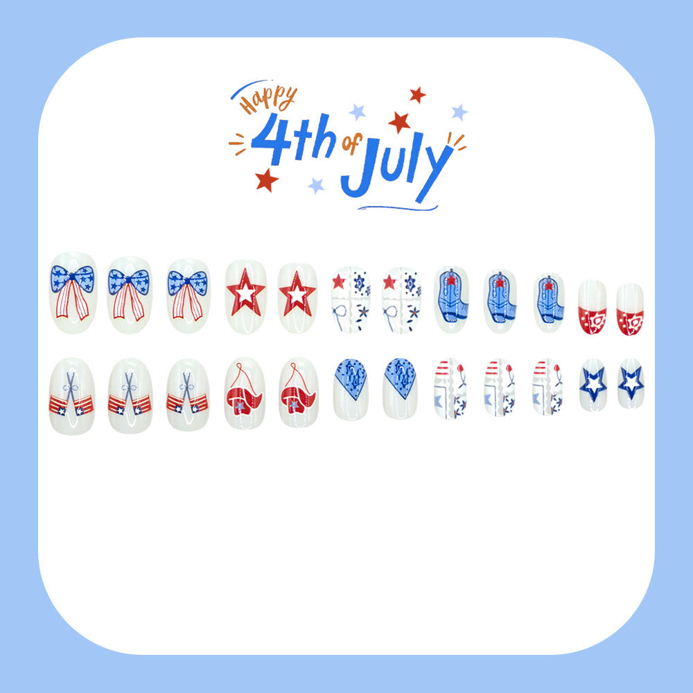 American Independence Day Western Cowboy Star Butterfly Knot Flag nails