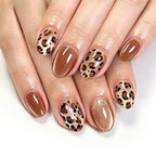 Champagne gold leopard print nails
