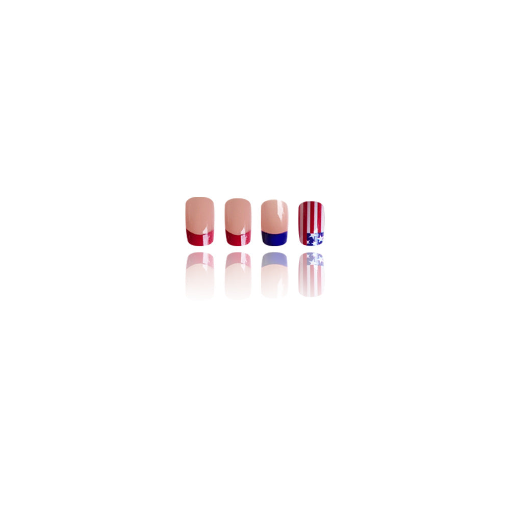 24pcs American Flag Independence Day Stripes Long Nails