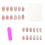24pcs Cat-eye patterned Sparkling Diamond Short Almond Nails