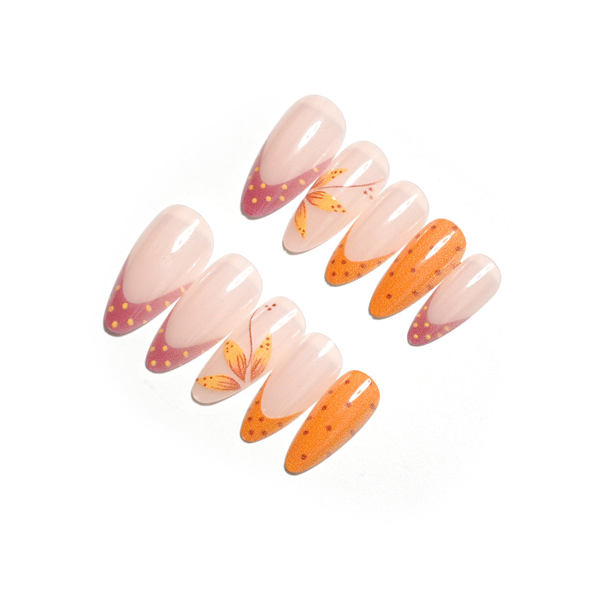 Orange polka dot nails