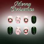 Dark green checkered glitter nails