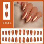 Medium Glossy Brown Cat eye nails