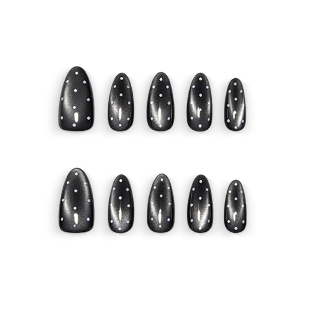 Dark night polka dots nails