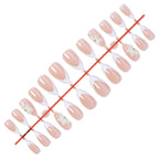 24pcs French Almond flower nails