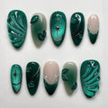 Green cat-eye nails