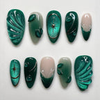 Green cat-eye nails