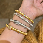Golden Bracelet with Lucky Turn Pull-Thread Craftsmanship, High-End Luxury Wristband