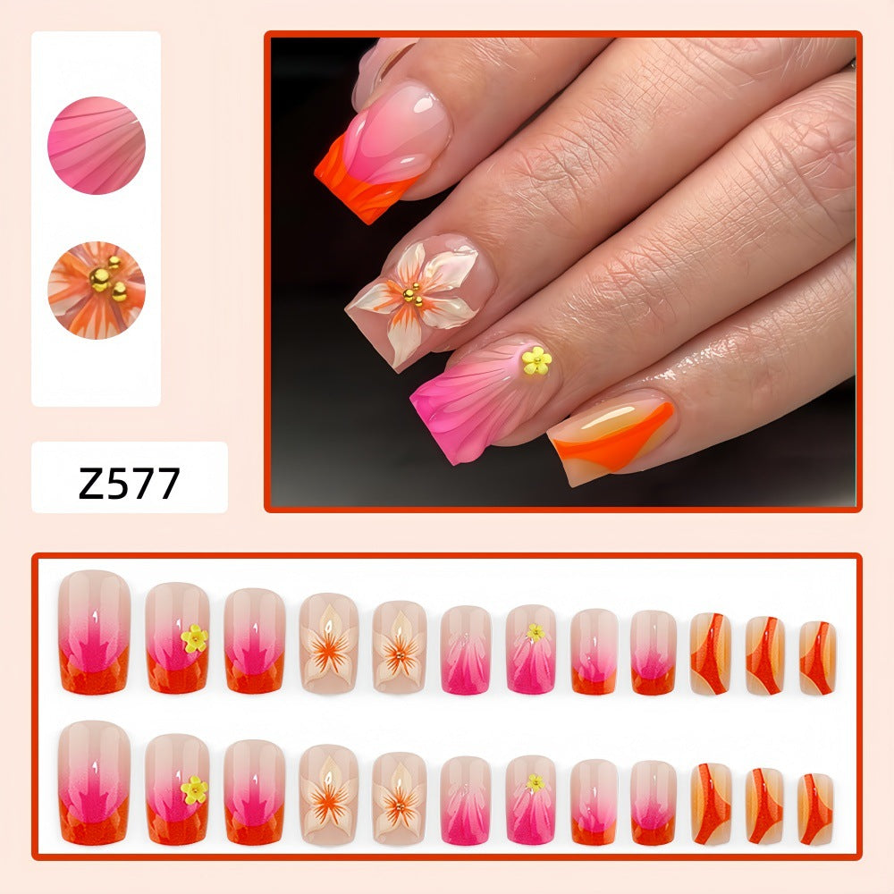 Pink-orange nails