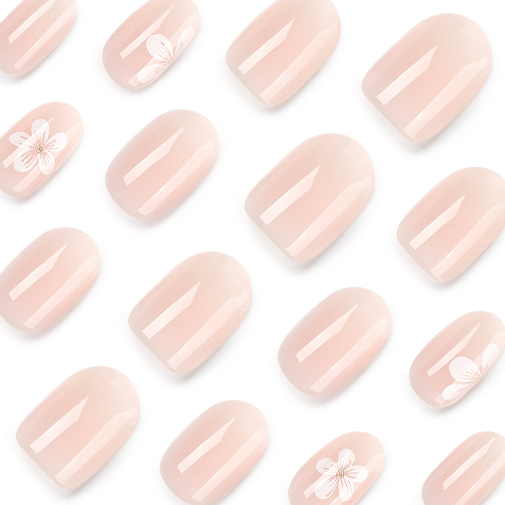 Gradient peach flower nails