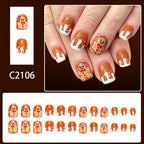 Short French Square Gingerbread Brownish Christmas nails