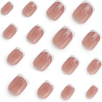 Short square white French-style nails