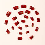 Short Square Red Gold star nails