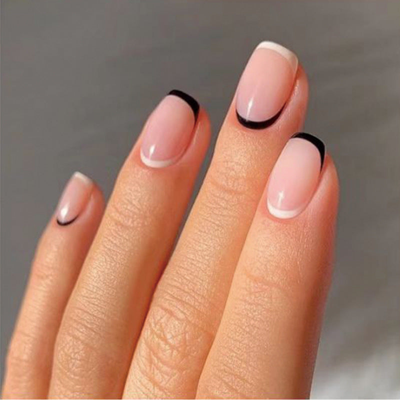Black and white French nails