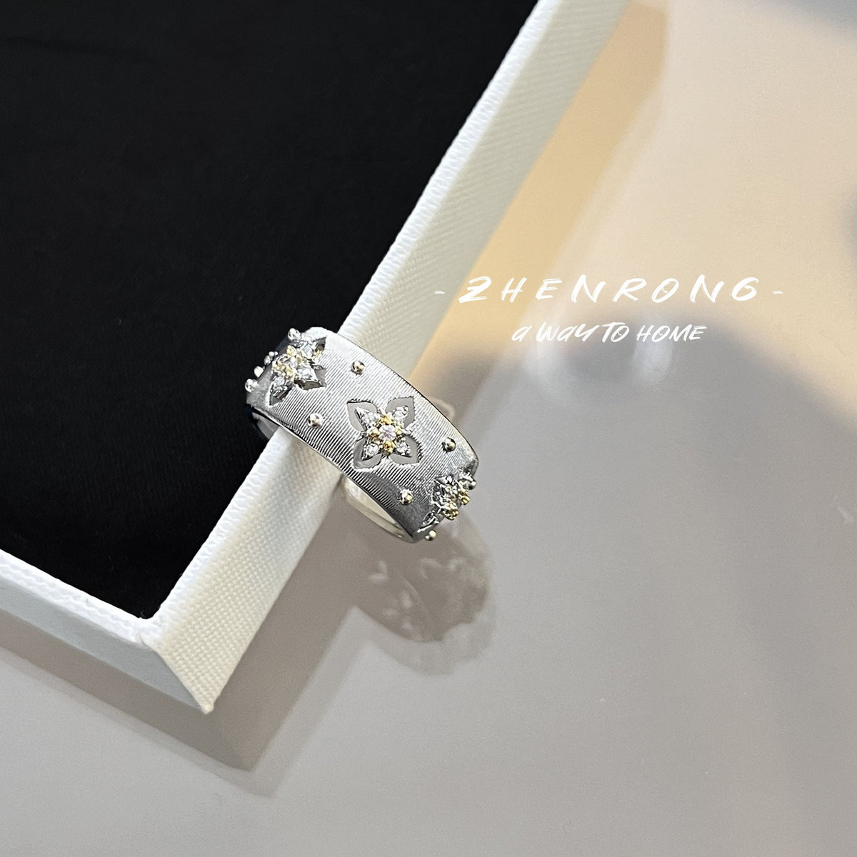 Two-color gold craftsmanship fabric finger ring, genuine gold electroplated earrings, necklace, bracelet, for women