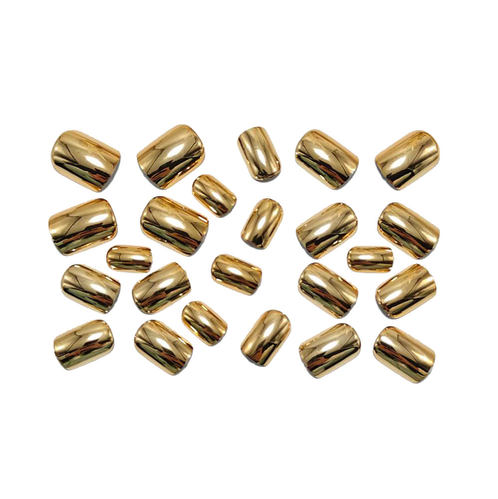 24 pcs Short Squoval shaped Nails in gold color