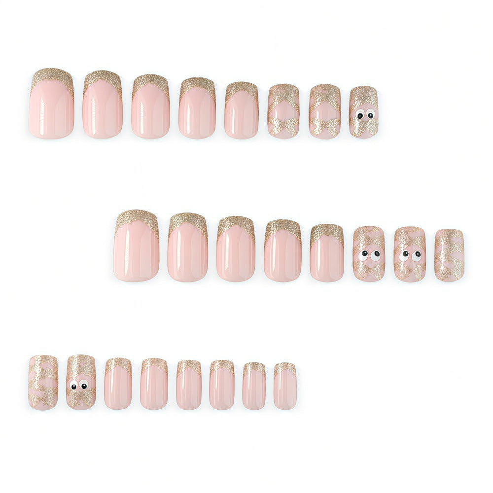 Bare color cartoon-style nails