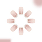 24 pcs Short Square Nude French Glitter nails