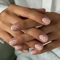 24pcs Pink Polka dot Short Squoval Nails