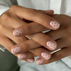 24pcs Pink Polka dot Short Squoval Nails