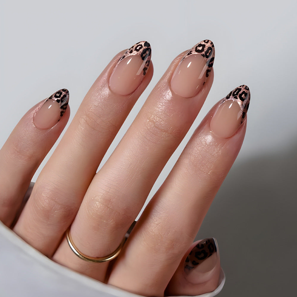Leopard Pattern French Nails