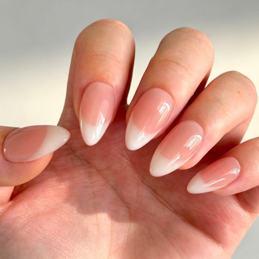 24pcs Medium Almond nude French nails