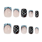 Square blue polka dot nails