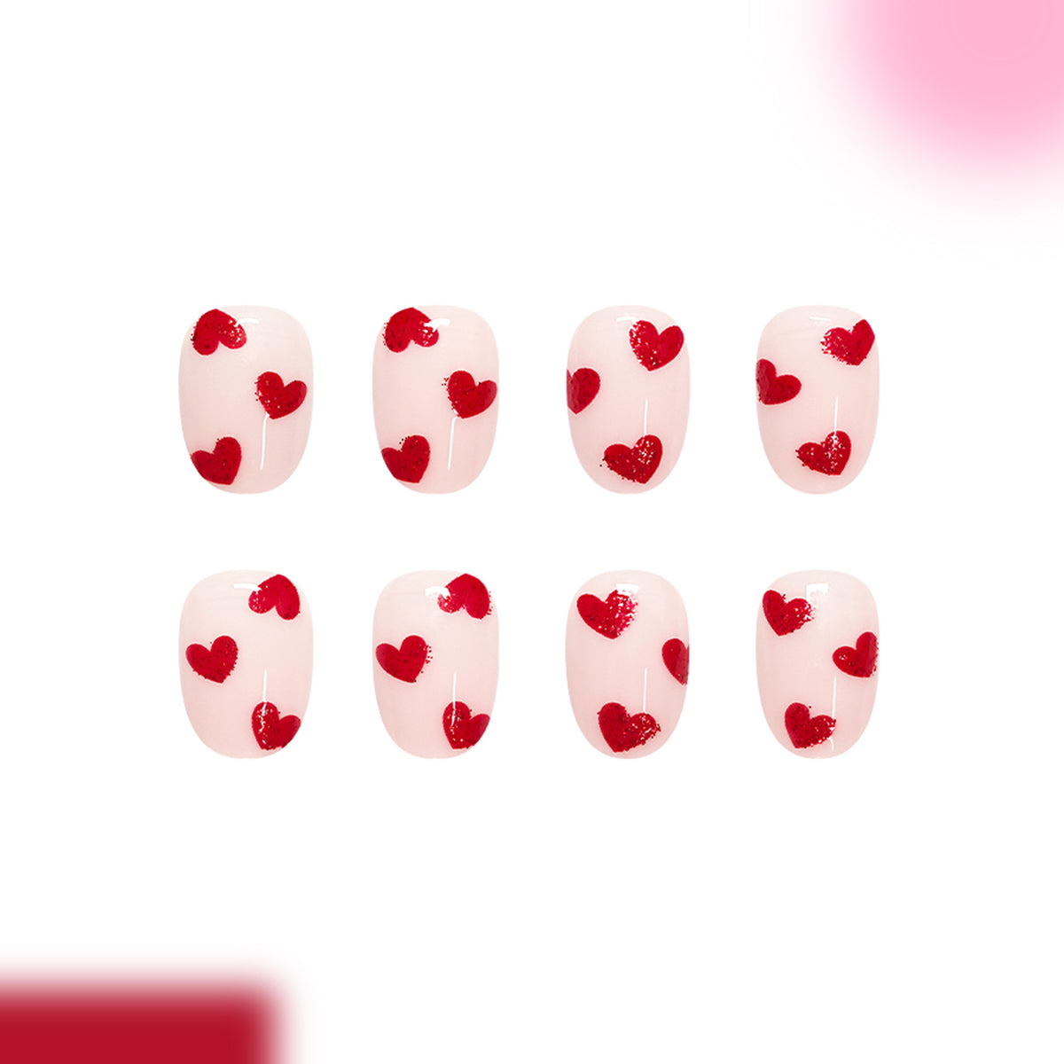 Milky white heart-shaped nails
