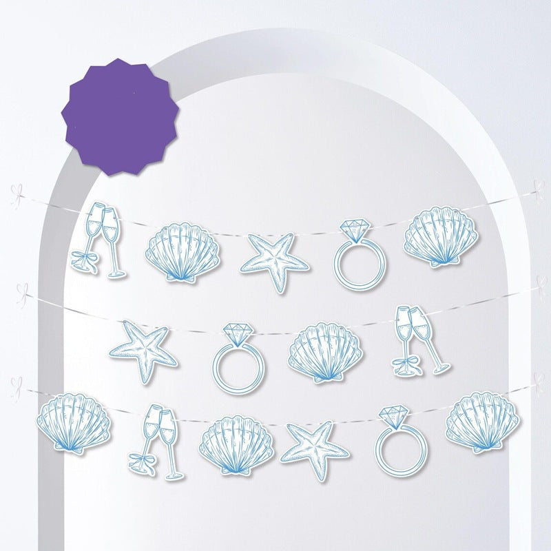 Blue coast party banner decoration beach single party flag summer beach wedding party decoration paper