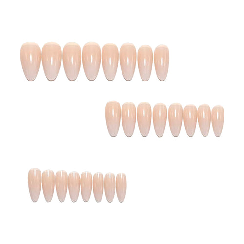 24 pcs Ombre Simple&elegant Almond White Nails