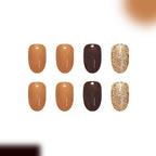 Sparkling powder milk tea nails