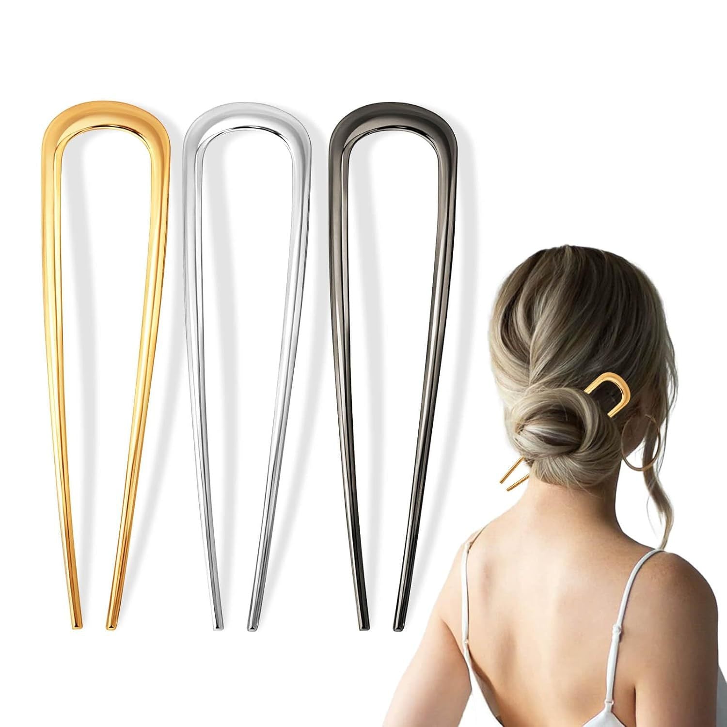 French Hair Pins for Women Secure Hold All Day Gold, 1pc Elegant & Durable Metal French Pin for Updos Comfortable Fit Hair Accessories For Women