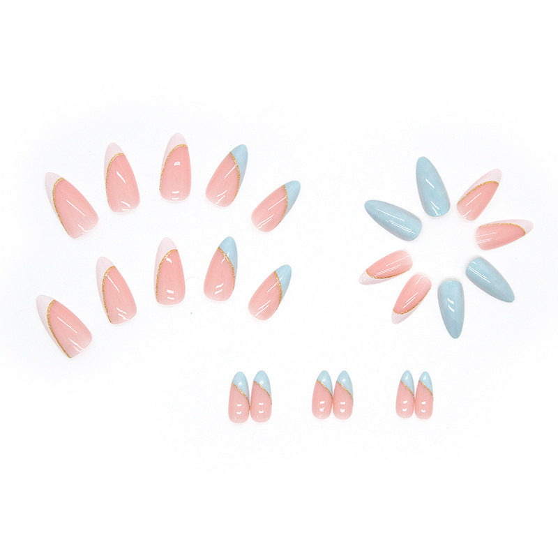 24pcs Sky-blue Almond Nails